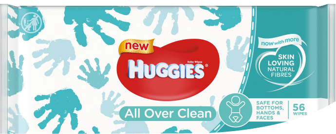 Huggies® All Over Clean Wipes product packaging.